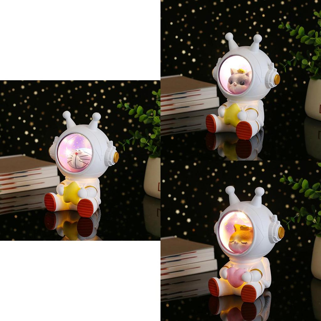 Cartoon Astronaut Space Animal Atmosphere Night Light Resin Figurine Gift For Girls Boys