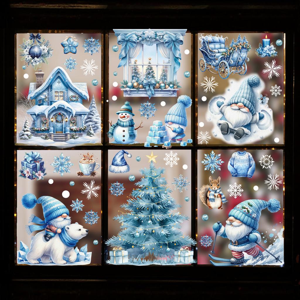 New Christmas Window Stickers White Christmas Snowman Christmas Tree Static Stickers Windows Christmas Decoration Stickers