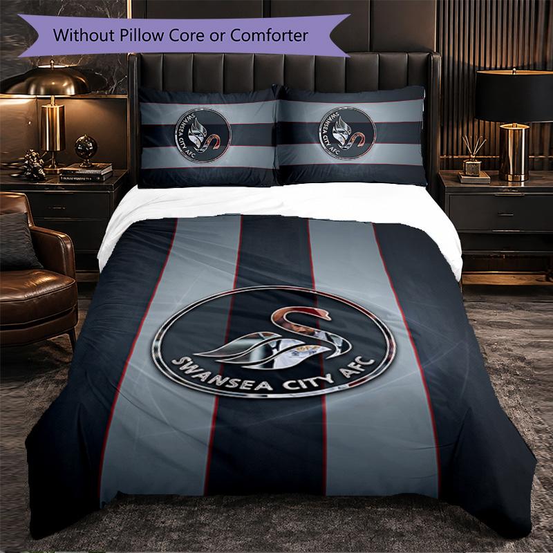 Biancheria da letto a tema Swansea City Set 3 Pezzi Copripiumino Biancheria da letto Decorativa Per Stanza Adolescenti Decorazione Casa