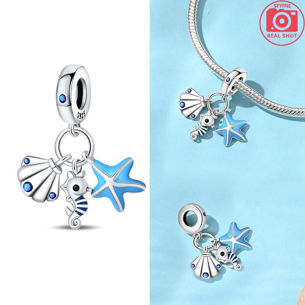 Charms Copper Blue Original Stars Heart Zircon Chameleon Panda Glass Beads Fit Bracelet Jewelry Women Diy Accessories