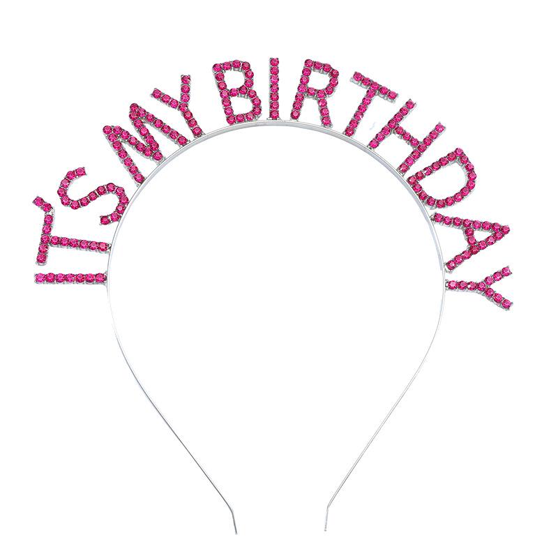 Women's Rhinestone Birthday Crown Headband - Crystal Letter Design