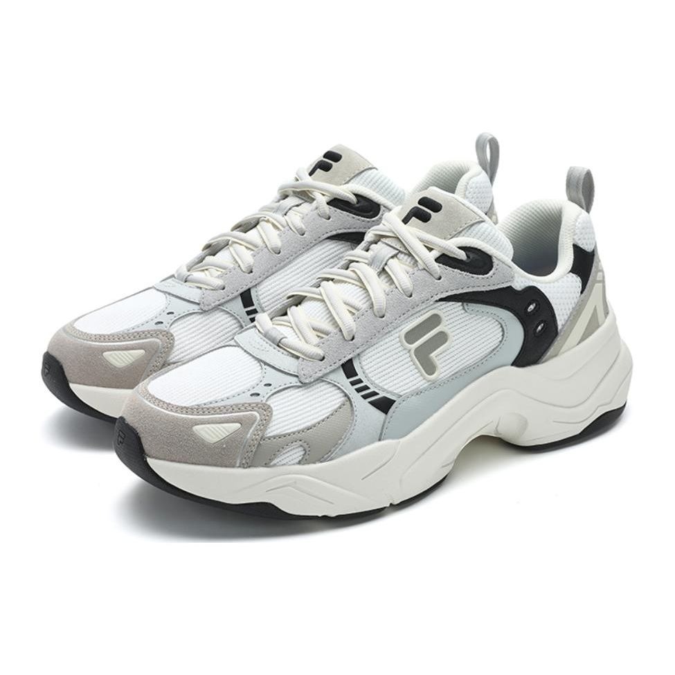 Fila Fusion Unique Fabric Synthetic Leather Sports Comfortable Wear-Resistant Low-Top Dad Shoes Men Sneaker Gray White T12M411615FBB