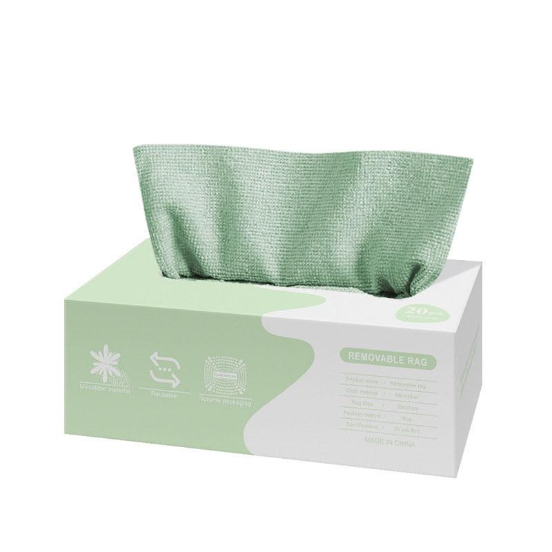 

20 шт./коробка Выдвижные одноразовые тряпки для кухни, дома, абсорбирующие, из микрофибры, мочалки зелёный
