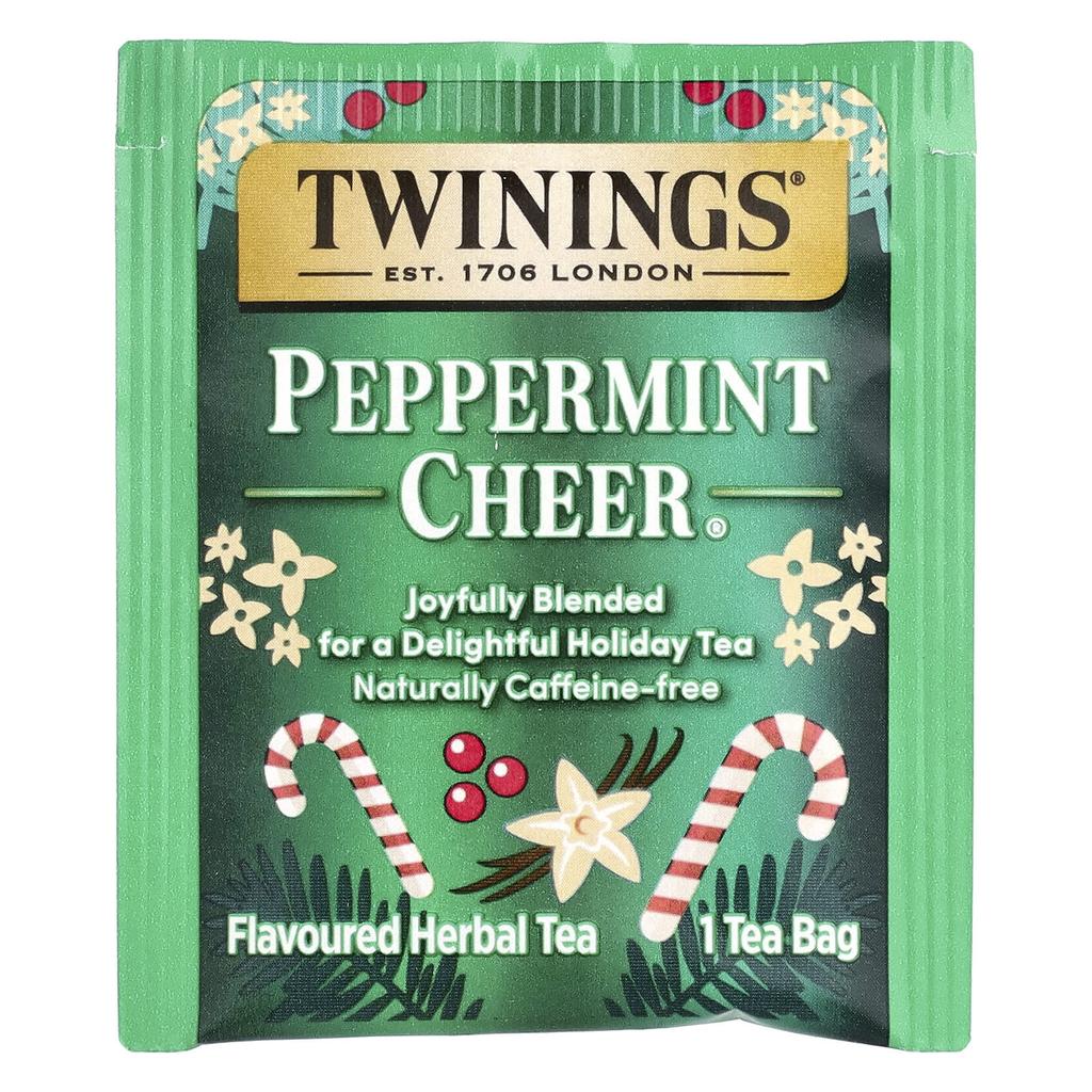 Twinings, Flavored Herbal Tea, Peppermint Cheer, Caffeine Free, 20 Tea Bags, 40g (1.41oz)