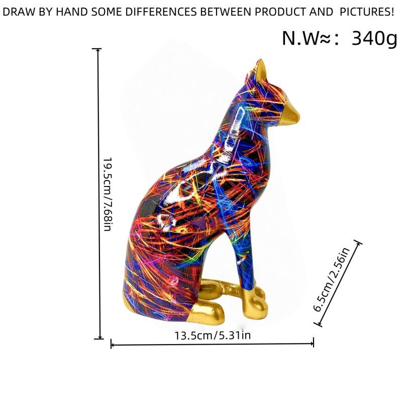 Bunte Harz-Katzenfigur Sitzende Haltung Dekoration Ornament Wohnzimmer Flur Schreibtisch Büro Heimdekoration