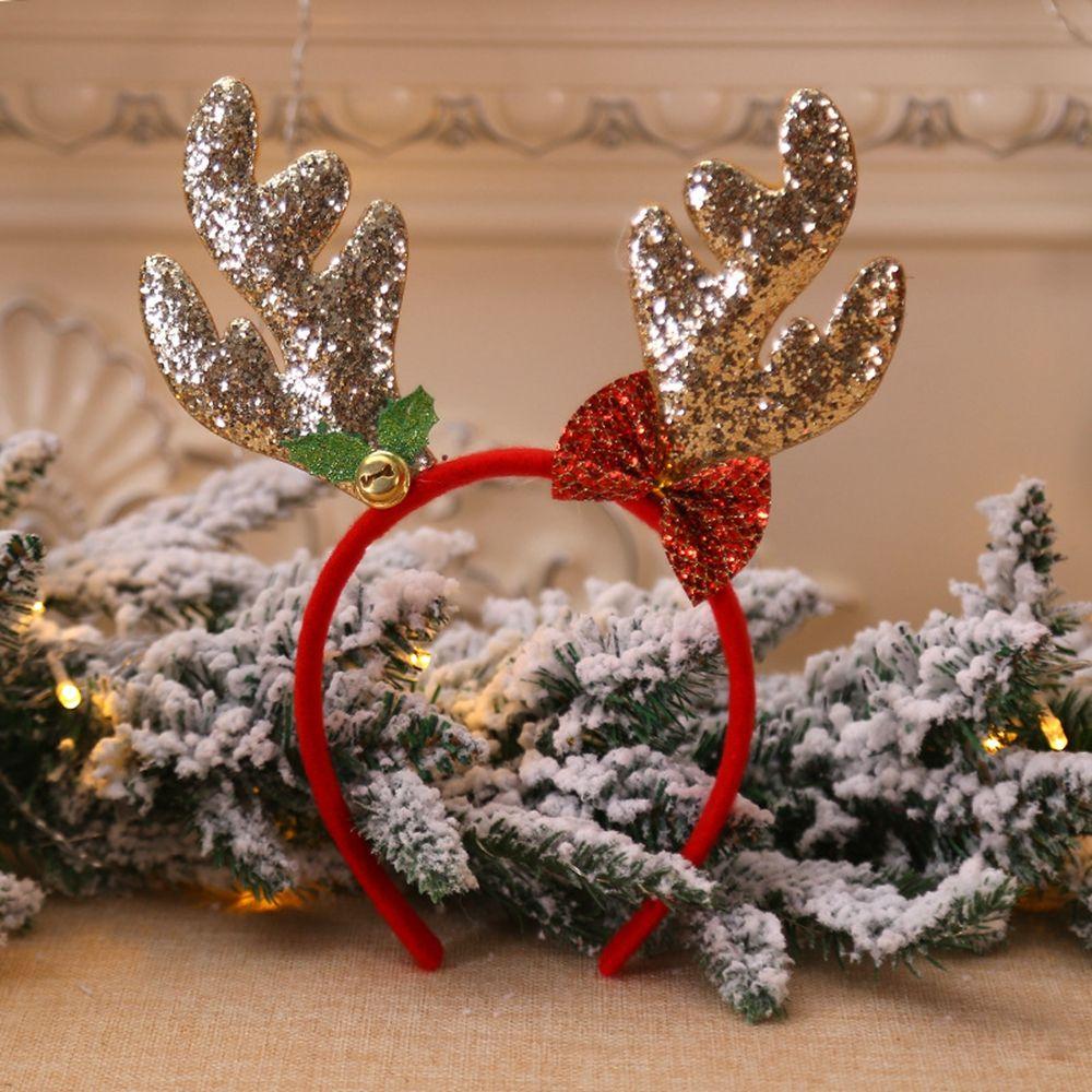 Dress Up Elk Bells Christmas Hair Band Antlers Headband Female Plush Hair Hoop Christmas Decoration