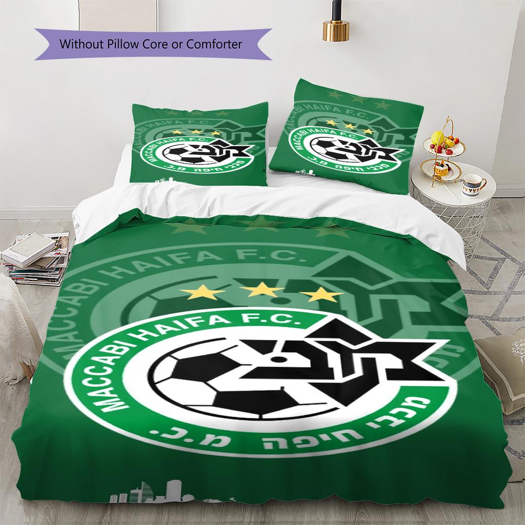 Haifa FC Pattern Bedding Set Quilt Cover Pillowcase Home Decor Gift (1 * duvet cover + 2 * pillowcase, without core)