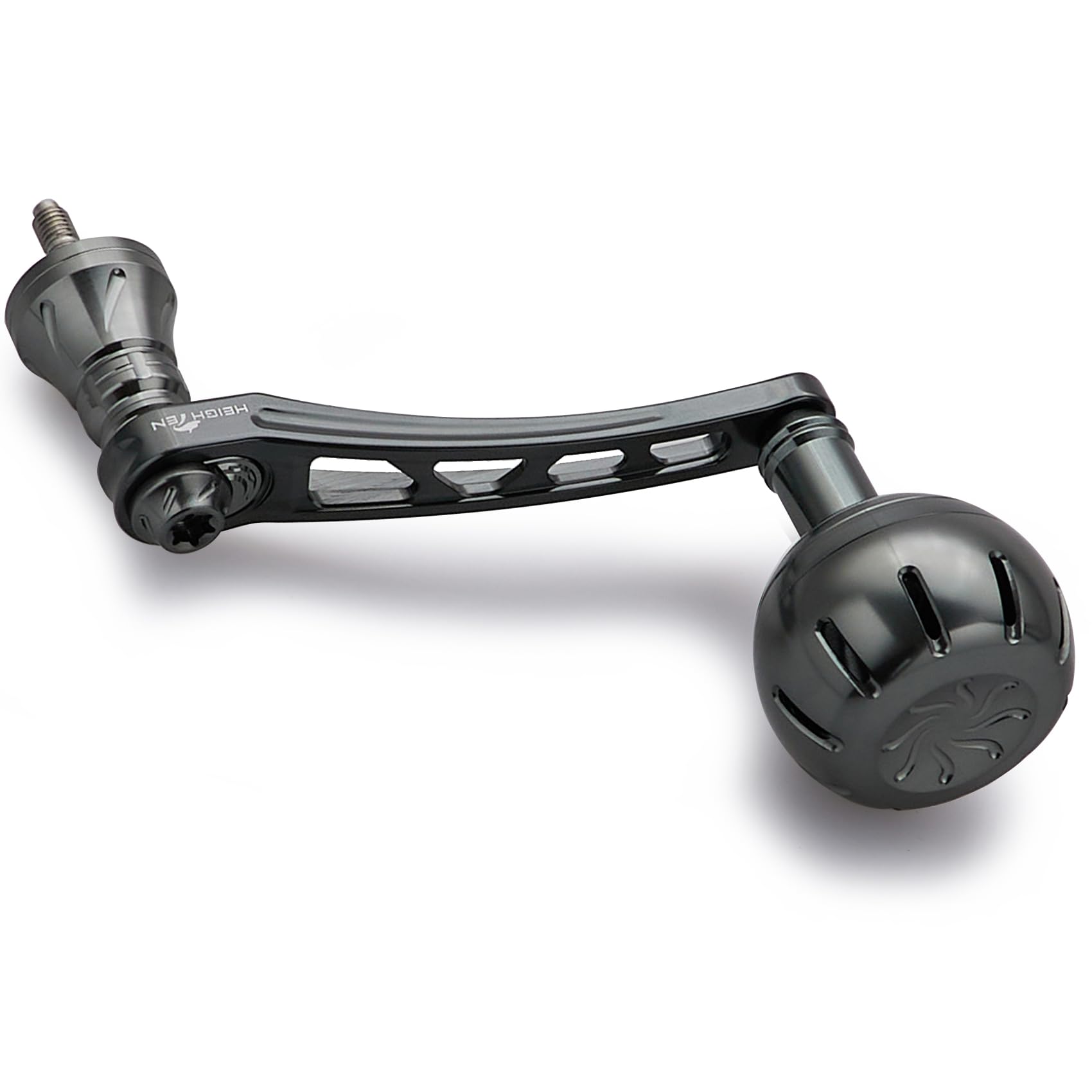 

HEIGHTEN Adjustable Reel Handle with Knob for Shimano and Daiwa Spinning Chrysant Series Knob Dark Gray 65-70mm 35/38mm Reels, (35mm -2 -