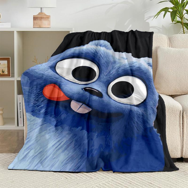 1PC Bear And Blue Critter Adventure Flannel Blanket Gift, Suitable for Both Men And Women, Soft Ideal for Beds And Sofa, Birthday Or Christmas Gift