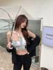 Ice Silk Newspaper Print Off-Shoulder Camisole Top for Women