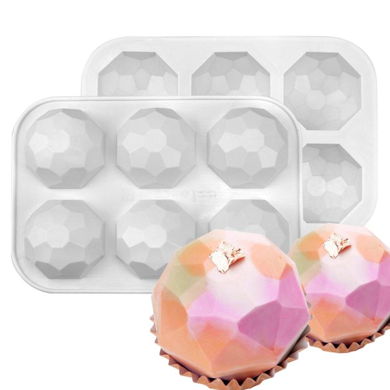 6 Cavity Gem Jewel Silicone Chocolate Baking Mold Geometric Diamond Candle Mould Making Tool