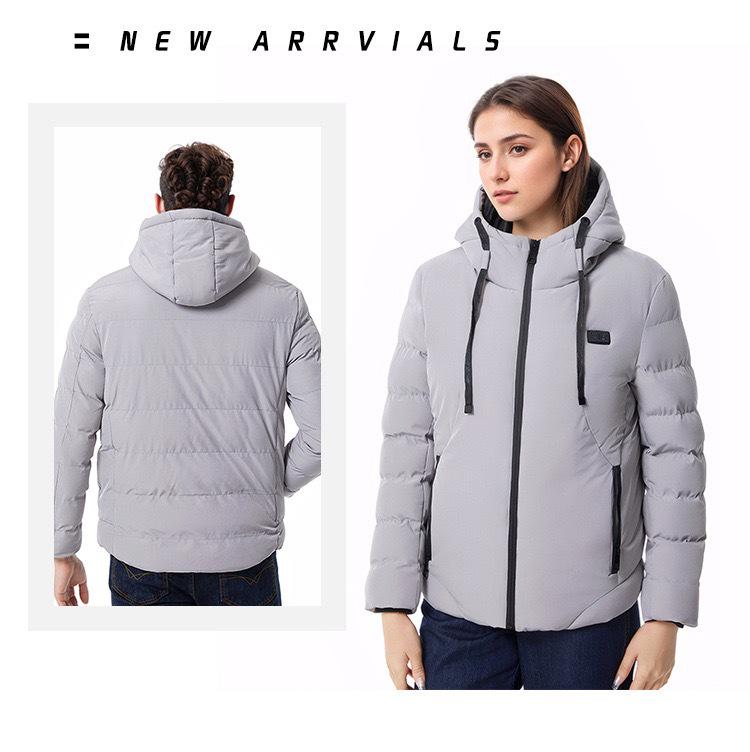 Men's Smart Heated Winter Jacket with Hood - Warm, Constant Temperature, Cold-Proof Cotton Coat