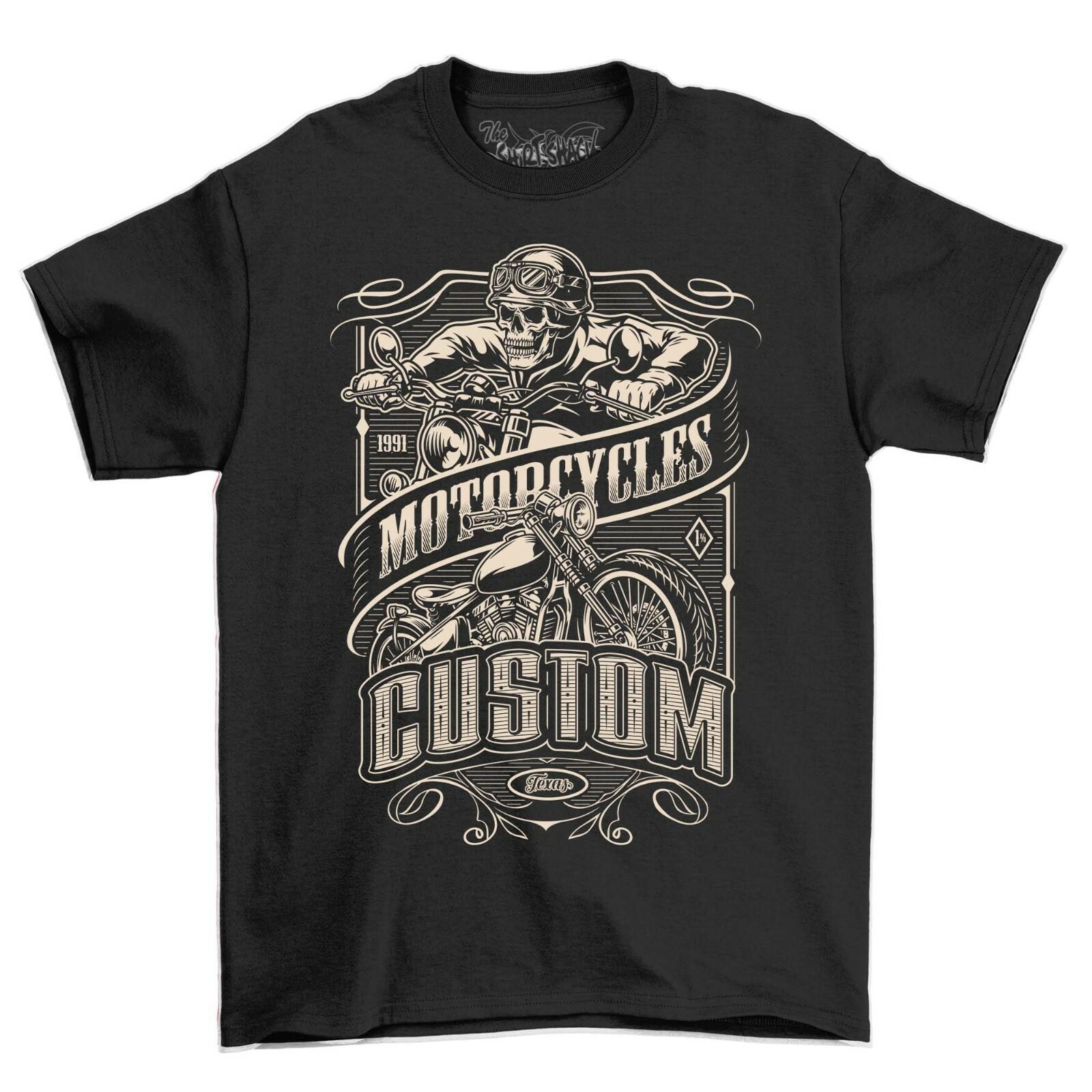 1991 Custom Motorcycles Skull Rider Men s T-Shirt Mens Womens Tees Top Vintage Motor Bikes Tee Shirt 4XL