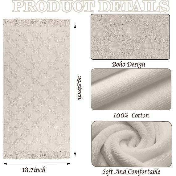 2 Pcs Decorative Boho Hand Towels Bathroom 14X30 100% Cotton Turkish Absorbent Soft Cute Face Bath Towel Set for Farmhouse Boho Bathroom Kitchen