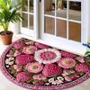 1Pcs Pink Strawberry Semi Circle Welcome Doormat Non-Slip for Outdoor Patio Porch Kitchen Bathroom Entryway Floor Mat
