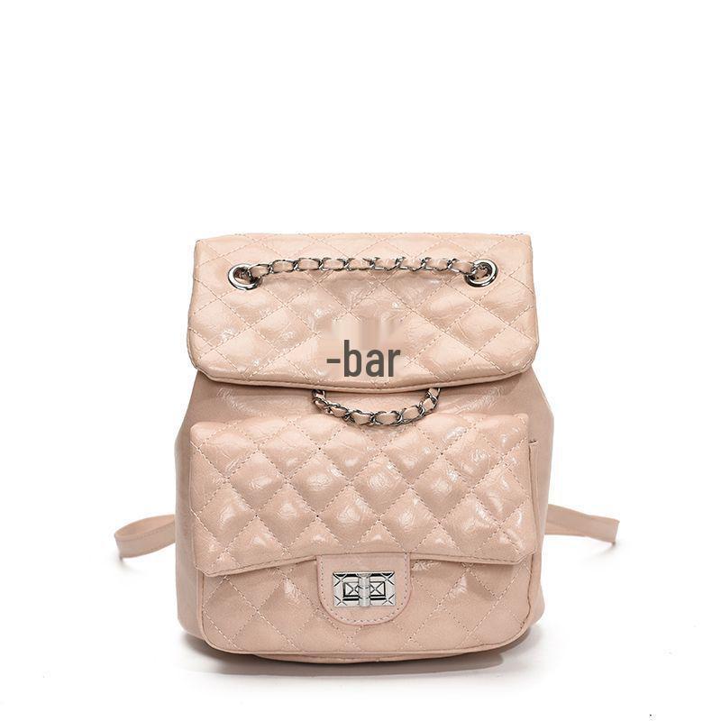 

Женский рюкзак с ромбовидной стежкой большой вместимости на цепочке - школьный рюкзак в стиле ретро 2025 Standard розовый