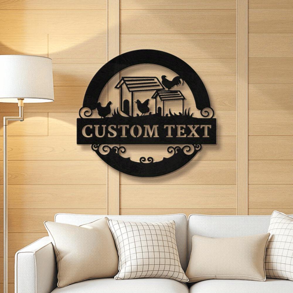 Customizable Personalized Metal Chicken Coop Sign Farmhouse Wall Art Rustic Poultry Decor