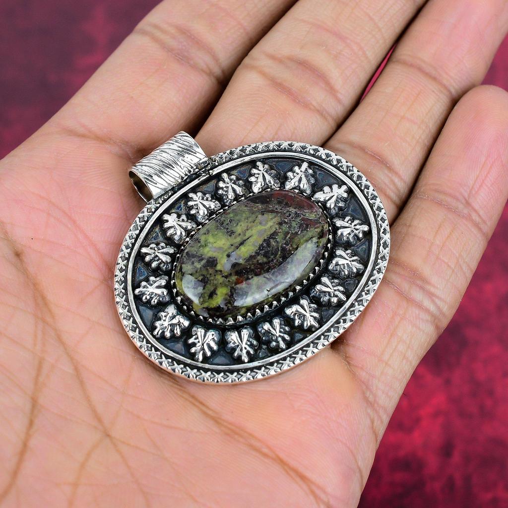 Dragon Bloodstone Jewelry, Handmade Gemstone Pendant, 925 Solid Sterling Silver Pendant Antique Jewelry, For Engagement Gift