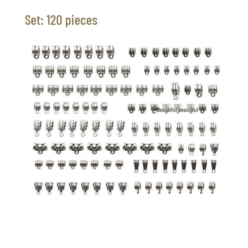 Smíšené 120 tibetské stříbrné slitiny šperkových spojek: Trojcestné distanční korálky pro náramky, náhrdelníky, přívěsky a prsteny
