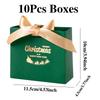 10 Pieces Christmas Ribbon Bow Stamping Gift Box Christmas Holiday Treat Bags For Sharing Festival Family Cheer Tradition Decor