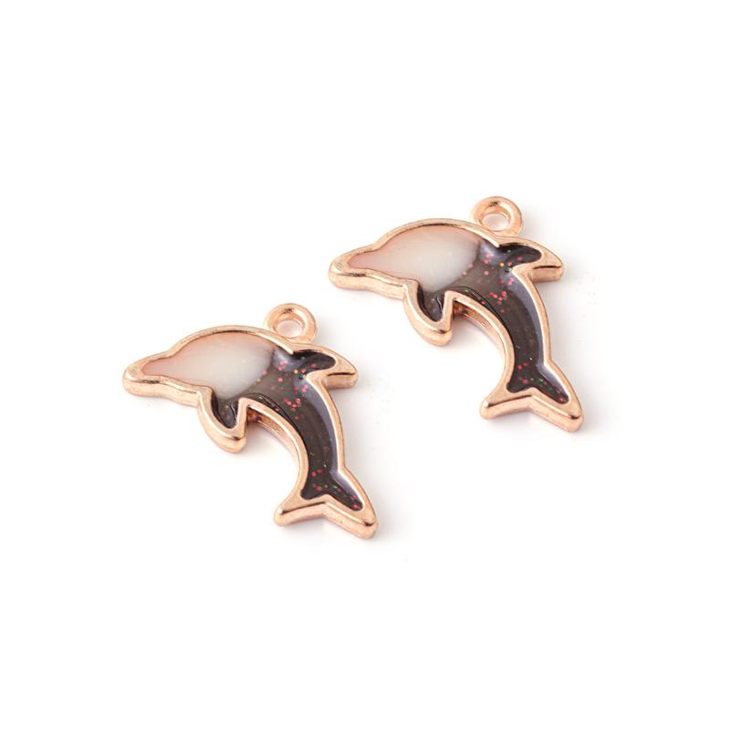 

10pcs/lot Cute Alloy Dolphin Charms Color Drop Oil Pendant for DIY Bracelet Necklace Gifts Jewelry Making Findings Accessories