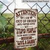2D Flat, 1pc Funny Warning Sign - Vintage Metal Decor with Sarcastic Message - Rustic Garage, for Man Cave, Bar Decoration - Durable Aluminum Plaque