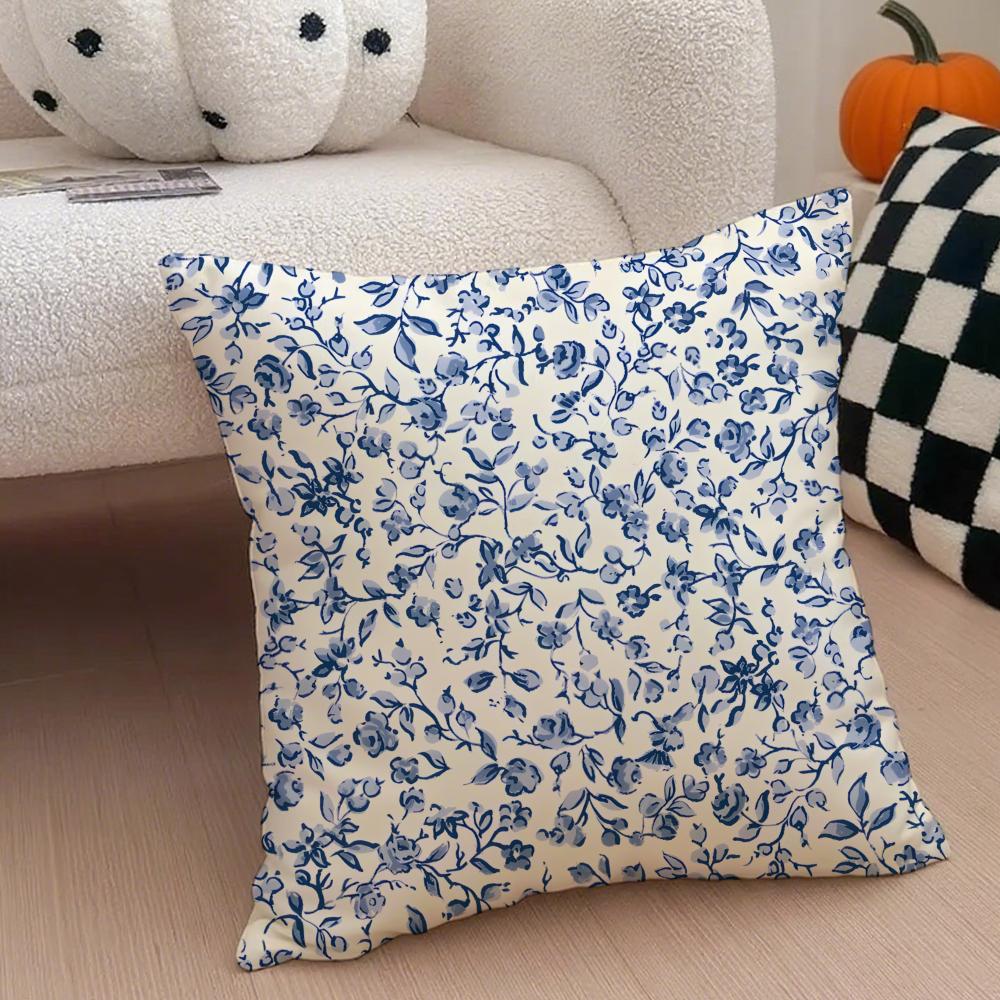 Tiny Vintage Floral Pillow Fresh Pastoral Cushion Cover Throw Pillow Cover Hidden Button Durable Polyester Chair Cushion