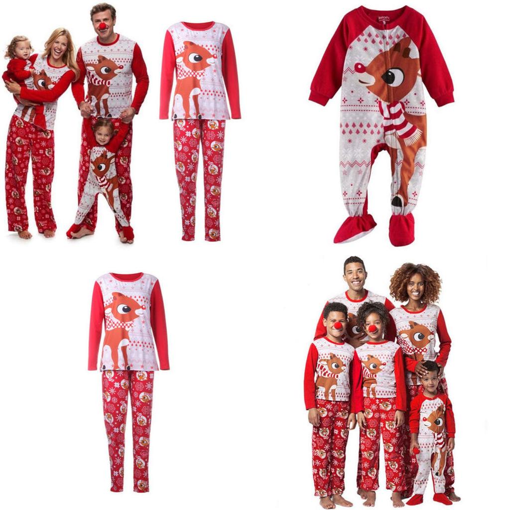 Luxurious Christmas Family Matching Clothes With Adorable Fox Design And Unisex Pajamas Set