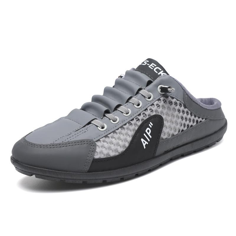 

Мужская обувь лето новая большой размер удобные мужские полуботинки мода корейская версия дышащие популярные повседневные туфли 46 серый