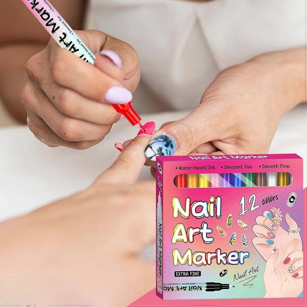 Nail Art Markers Set for painting nails, Quick-Dry DIY Nail Doodle Pens, Gel Nail Drawing Liner Pen Tool for Art Design Home Salon (24pcs)