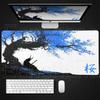 Samurai Anime Mauspads Sakura Landschaft Schreibtischunterlage Schwarz Weiß Gamer Tastatur Großes Mauspads PC Zubehör Gaming Laptop Teppich