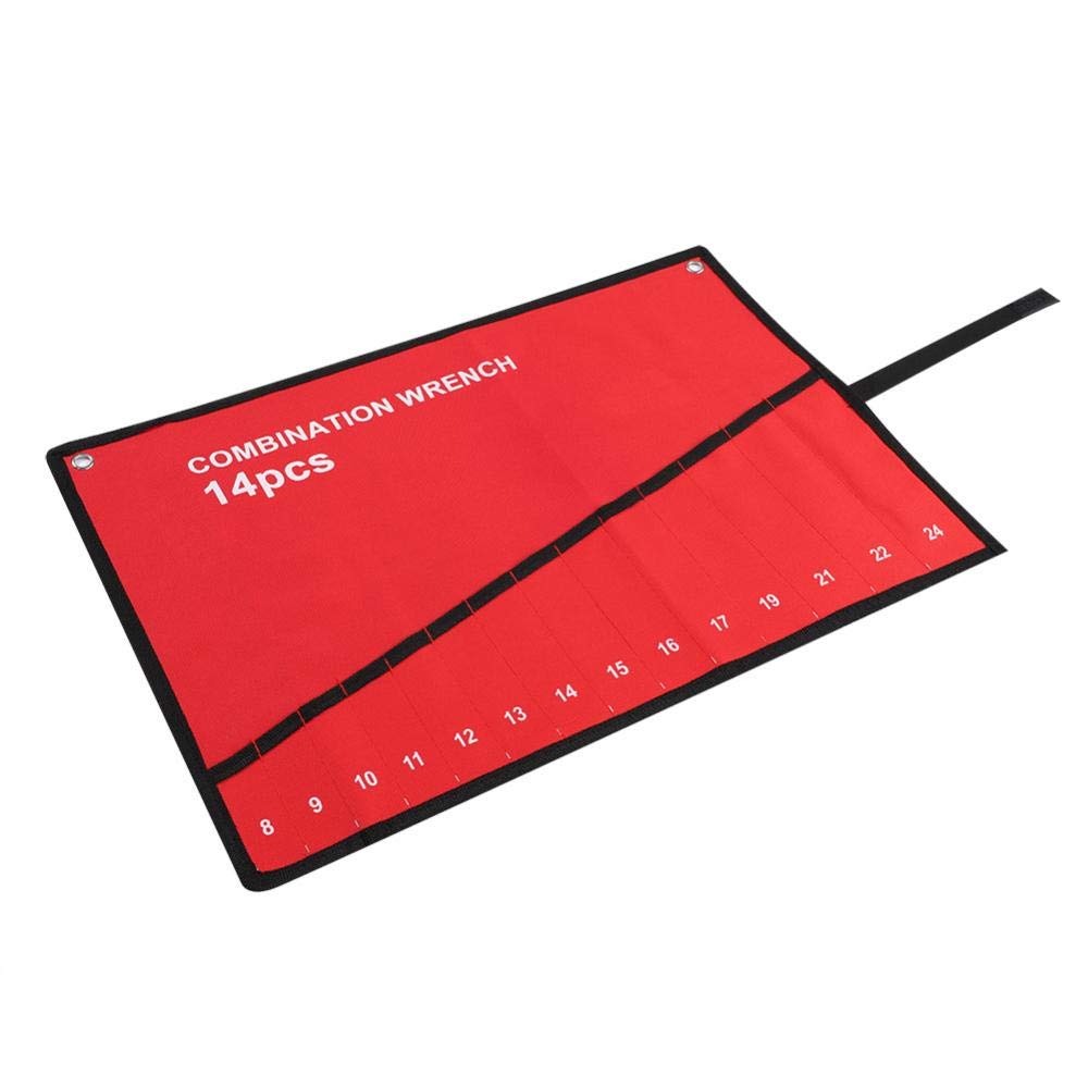 TOPINCN Tool Bag with Wrench Tool Storage Bag with and Wrench Canvas Organizer Roll-Up Holder, Multi-Pocket Roll-Up Spanner, Pliers, Holders, (14