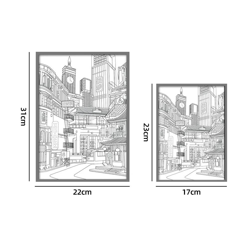 USB Plug Dimming Romantic Home Anime LED Beautiful City Night View Light Painting HD Picture Narrow Bezel Home Decorations Lamp