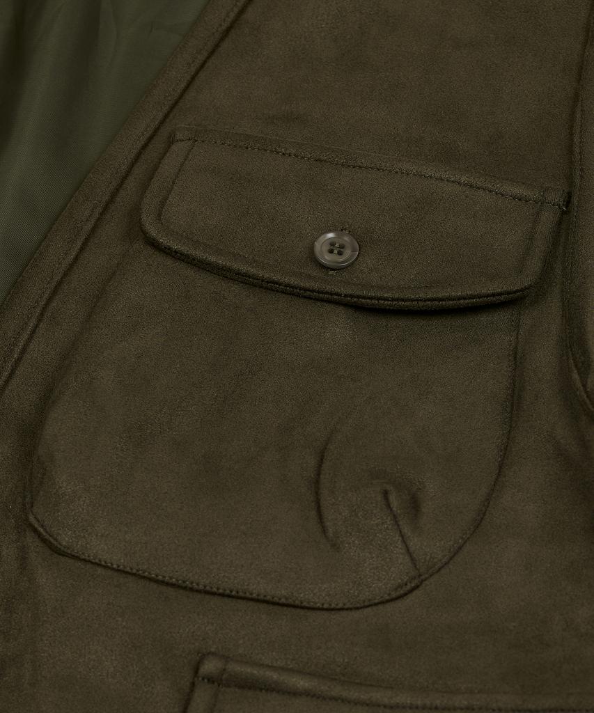 Standarderror 87-Stan146 Heavy Pocket Point Suede Vest Khaki