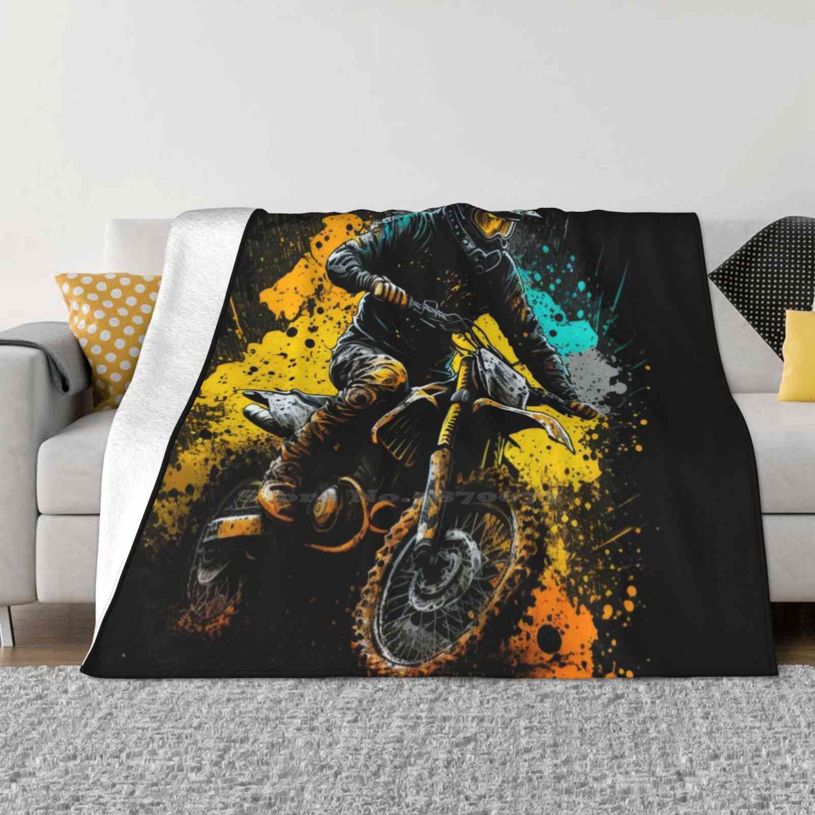Мотокросс Грязевой Велосипед Мода Мягкое Теплое Фланелевое Одеяло Мотокросс Грязевой Велосипед Мотоцикл Смешное Гонки Байкер Шлем Мотоцикл Mx Эндуро 30x40in