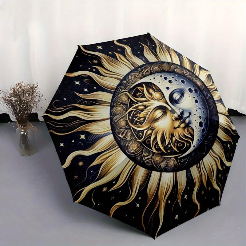 Golden Celestial Sun & Moon Tapestry Wall Hanging Decor Umbrella, Christmas Gift Y371