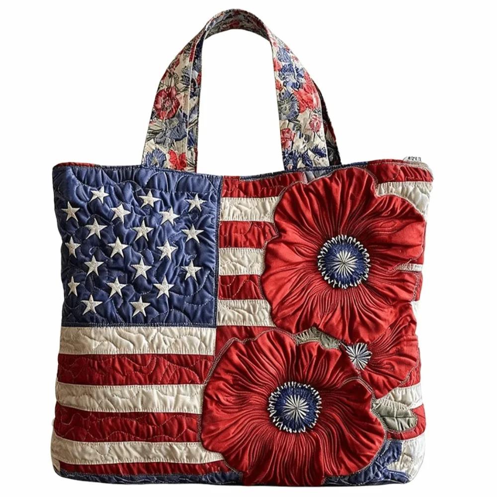 Sac fourre-tout matelassé vintage léger motifs imprimés 3D Sac à bandoulière grande capacité Coton Sac à main de voyage Accessoire pour femme