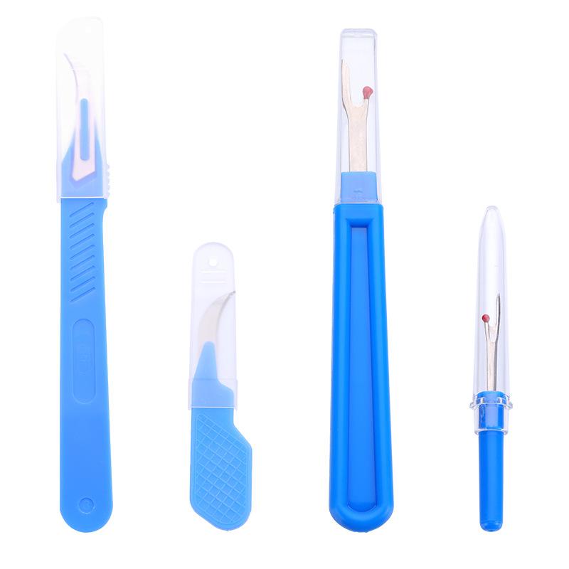 1Set Blue Sewing Ripper Kit With Thread Ripper Seam Ripper And Scissors For Removing Stitches