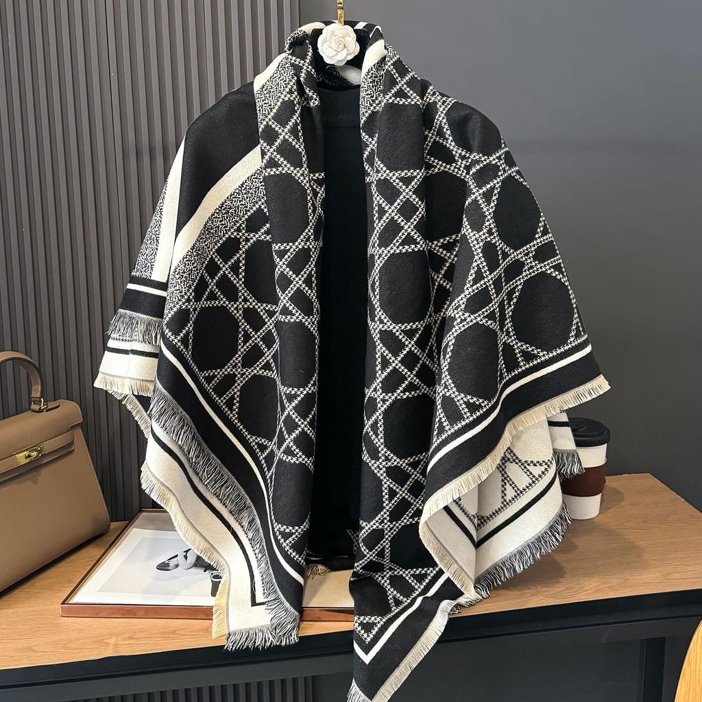 Imitation Cashmere Scarf Female Korean Version Contrasting Colors Autumn and Winter Warm Couple Scarf British Fashion Long Shawl