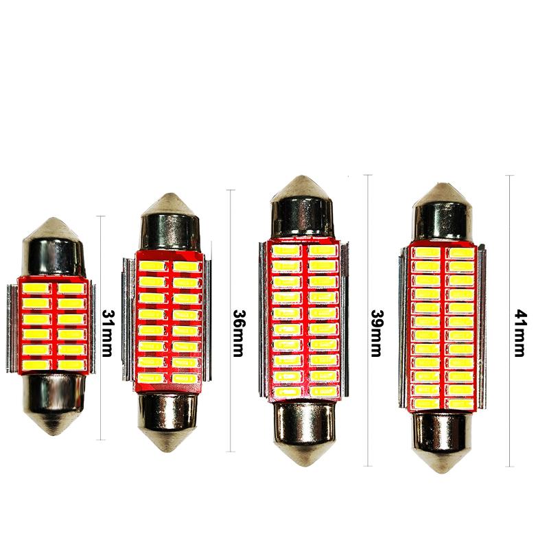 10Pcs 4014 Chips Canbus 12V Led Bulb 31Mm 36Mm 39Mm 41Mm Car Festoon Light Interior Dome Reading Lights 6000K Pure White