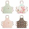 Flowers Pattern Stain-Resistant Apron Breathable Anti Dirty Sleeveless Apron Wipeable Hands with Pocket Kitchen Aprons Cooking