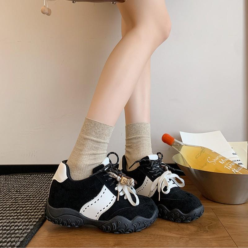 New spring height increase brown casual retro versatile sports board shoes tide
