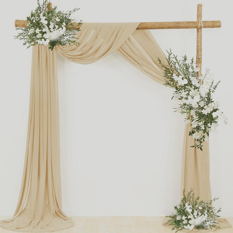 Ivory Chiffon Table Runner Sheer Fabric Curtain Drapes Romantic Wedding Arch for Thanksgiving Christmas Bridal Shower Decoration