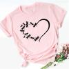 New Love Heart Dragonfly Print Women T-Shirt Fashion Casual Short Sleeves Ladies O-Collar T Shirts Streetwear Graphic Print Tops