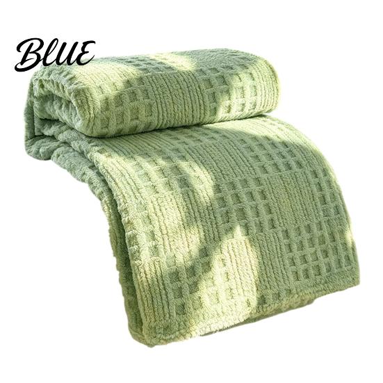 Office Lunch Break Milk Fleece Throw Blanket Waffle Checkered Blanket 3D Solid Color Plush Polyester