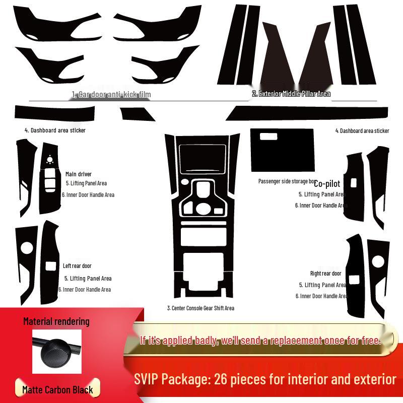 Hongqi HS5 Interior Carbon Fiber Anti-Kick Pad & Gear Shift Sticker Set
