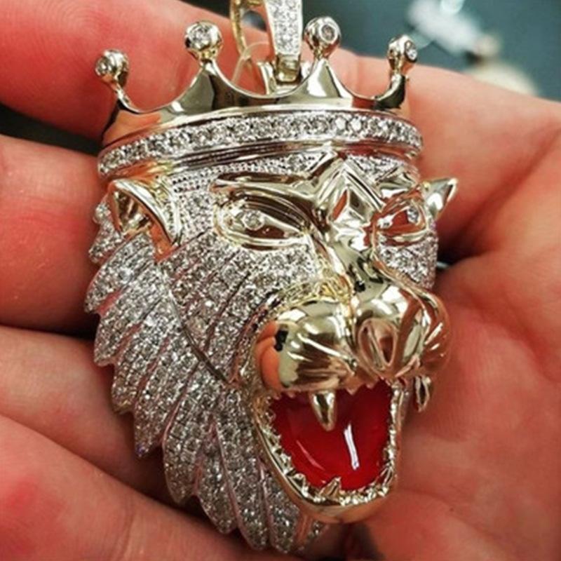 Lion Head Necklace Personality Domineering Men'S Animal Pendant Hip-Hop Punk Accessory