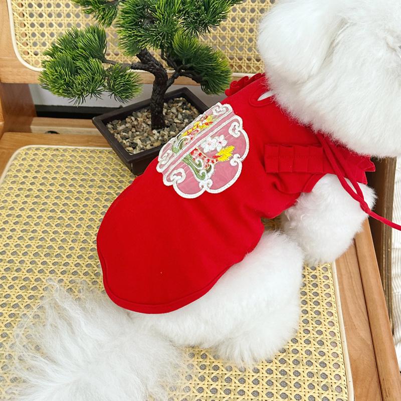 New Chinese Style Pet Dog Clothes Embroidered Pet Dog Cat Clothes Teddy Bichon Poodle Small Medium Dogs Tassel Vest Autumn