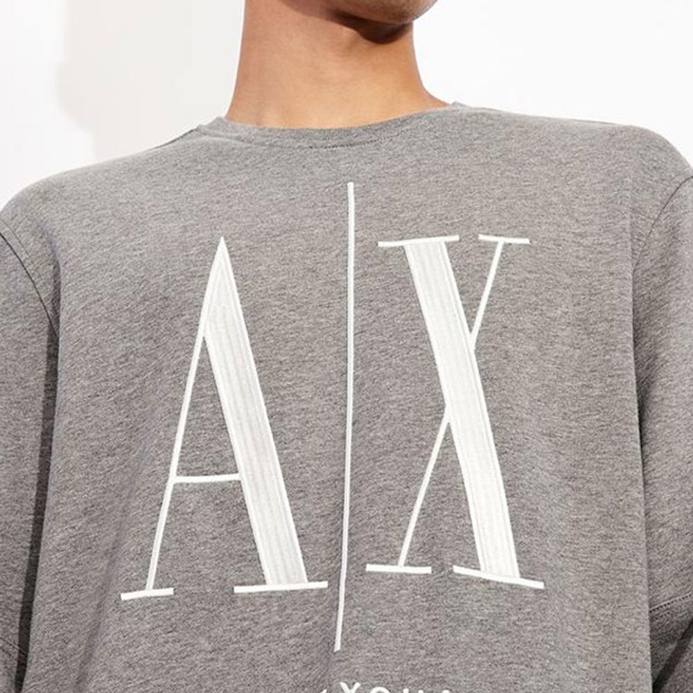Armani Exchange Aex Logo Printed Crew Neck Sweatshirt Men Sweatshirt Gray 8NZMPA-ZJ1ZZ-3930
