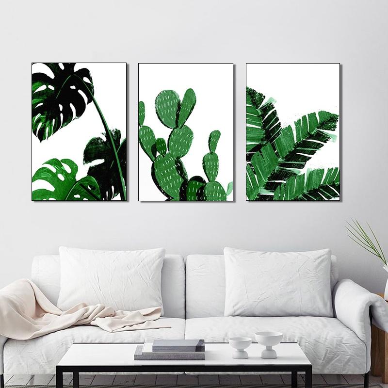 3pcs Canvas Green Plant Frameless Painting Ornament Poster Wall Background Decor 3pcs Canvas Green Plant Frameless Painting Ornament Poster Wall Background Decor